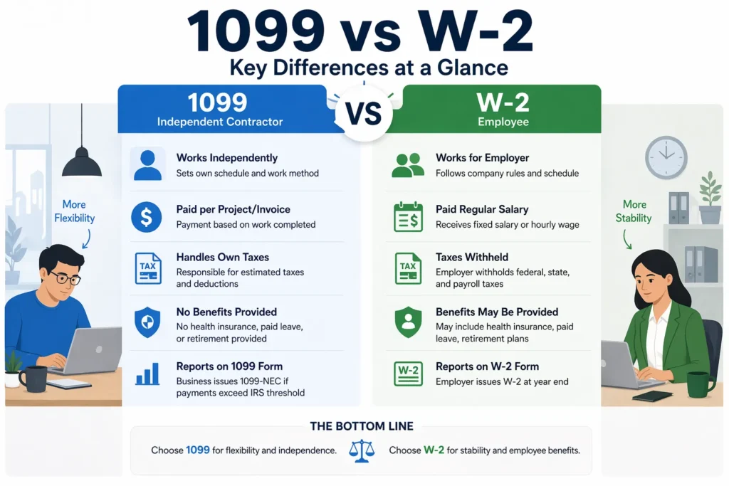 difference between w2 and 1099