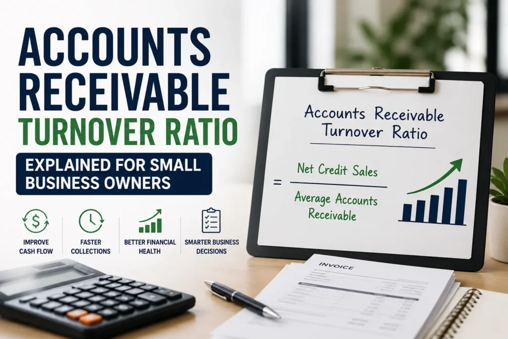 Accounts receivable turnover ratio explained with formula, cash flow analysis, and invoice collection for small business owners