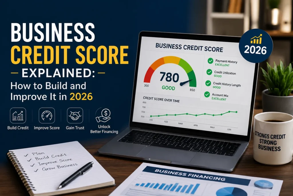 Business credit score guide showing credit management, payment history, and strategies to improve business credit score