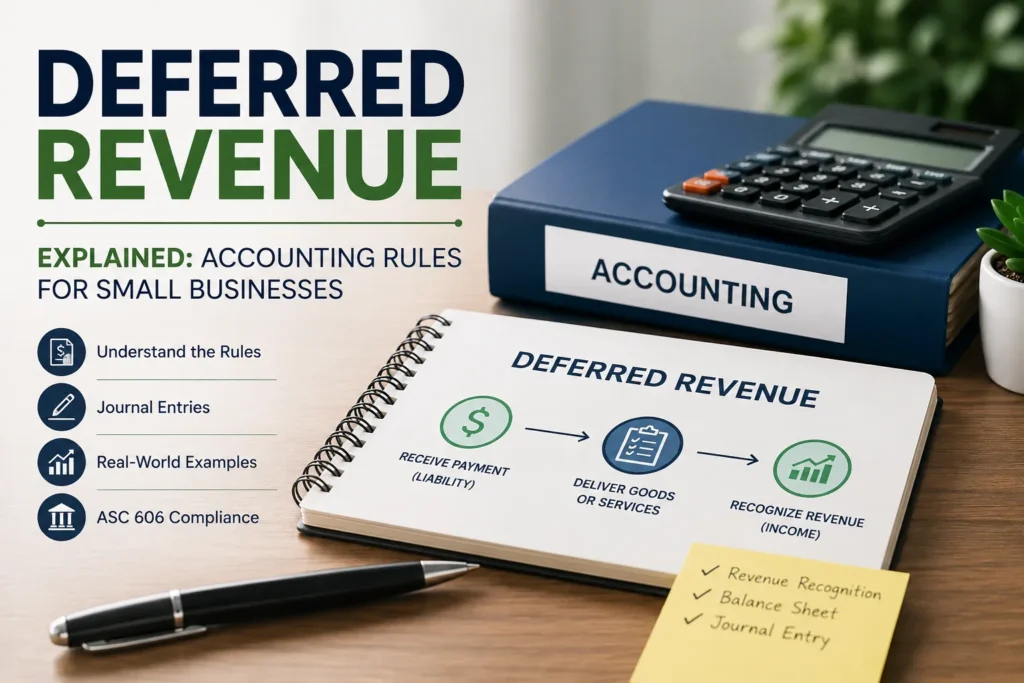 Deferred revenue explained with accounting rules, journal entries, and revenue recognition guide for small businesses