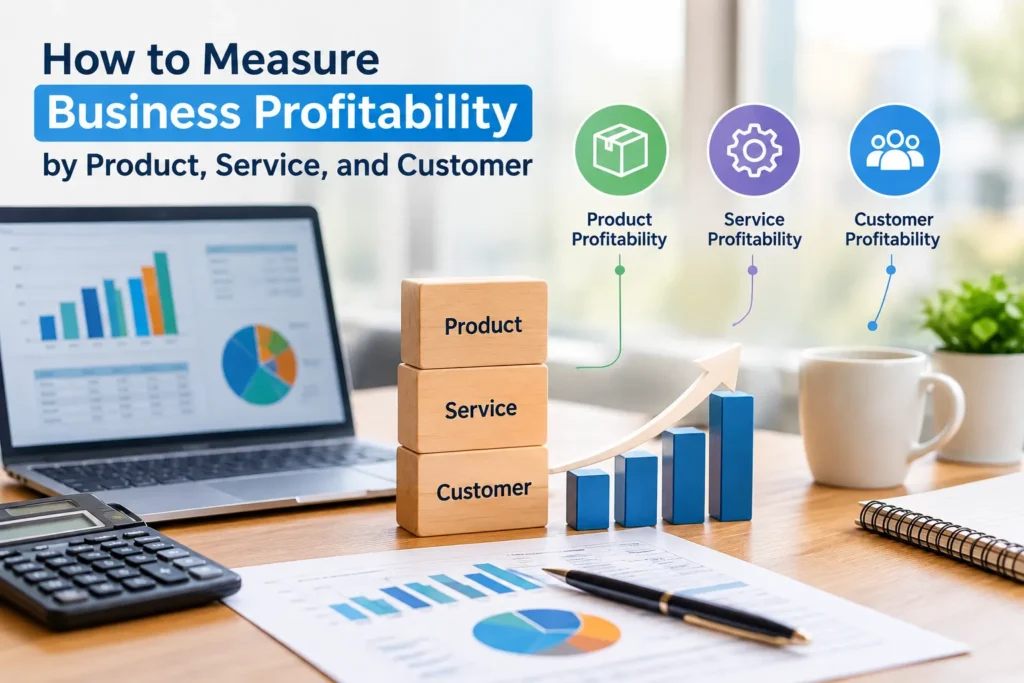 Business profitability analysis by product, service, and customer